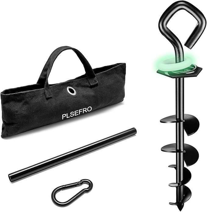 Dog Tie Out Stake for Outdoor Adventures - Glow in The Dark, Heavy Duty - for Large Dogs Up to 210 lbs, Rust-Proof, Durable - Portable for Camping, Beach, or Yard - Compatible with Any Leash