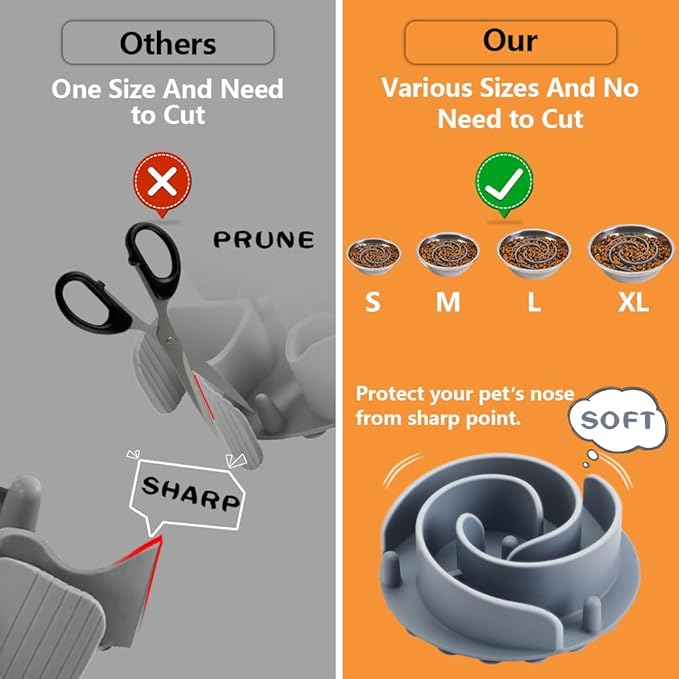 Slow Feeder Dog Bowls Insert, Animire Soft Silicone Slow Eating Dog Food Bowl for Small, Medium and Large Dogs, Compatible with Regular and Elevated Bowls