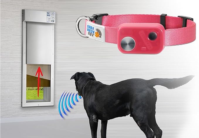 MS-5 Econ Series Automatic Pet Door Collar by High Tech Pet Brand - Value Priced Dependable Performance - Waterproof - Rugged - Battery Included - USA Support (Pink)