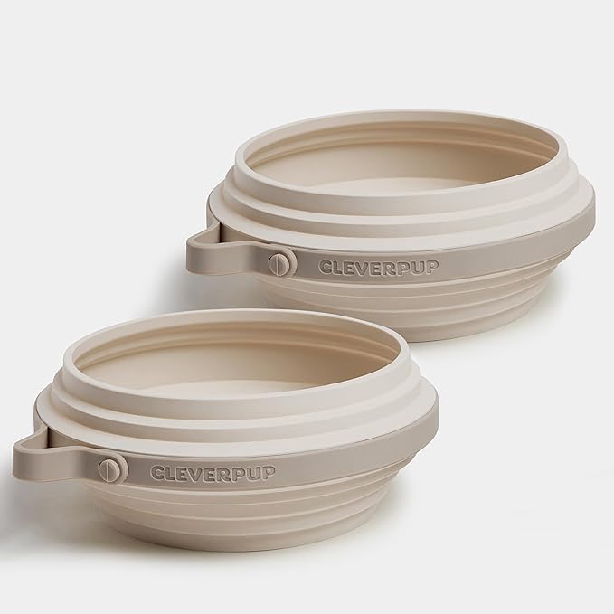 Large 7-Piece Bistro Box Dog Food Travel Kit, 12-Cup Kibble Storage, 2 Silicone Bowls, Mat & Scoop - Premium Portable Pet Food Kit for Weekends, Overnights, Daycare & Camping, Leopard