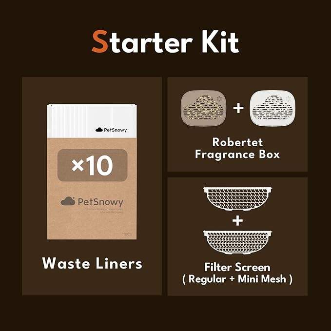 PetSnowy Self-Cleaning Automatic Cat Litter Box with Odor Control TiO2 System, Robot Litter Box with Auto-Packing, App Control, Large Cats & Multiple Cats (2025 Premium Version)