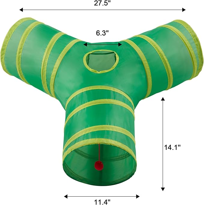 Cat Tunnels for Indoor Cats 3 Way Play Toy Kitty Tunnel Peek Hole Toy with Ball for Cat Tube Fun for Rabbits Kittens and Dogs