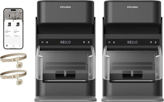 PETLIBRO RFID Cat Feeders for 2 Cats, Collar Sensor for Personalized Meals, Cats Recognition, Diet Tracking and Anti-Stealing for Multi-Pets Homes and Different Diets, Automatic Pet Feeder (Pack of 2)