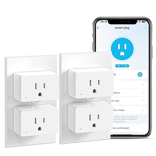 4 Pack Smart Plugs, WiFi Outlets Work with Alexa&Google Assistant,15A/1800W Max, Smart Sockets with Remote Control, Timer Plug with Group Control, No Hub Required, ETL & FCC Certified, 2.4ghz only
