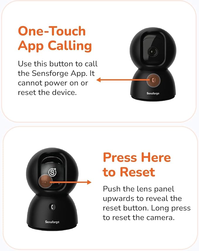 Sensforge 2.5K Black Indoor Pan-Tilt Dome Security Camera (2-Pack), AI Human & Pet Detection, 360° Coverage, Two-Way Audio, Dual-Band Wi-Fi (2.4G/5G), 64GB SD Card Included, No Monthly Fees