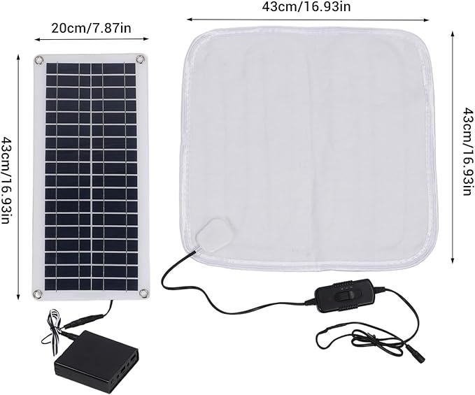 Solar Heated Dog Bed - 100w Waterproof Pet Heating Pad,Extra Warm Thermal Waterproof Pets, Outdoor Heated Dog and Cats Bed for Cat, Pet, Dogs