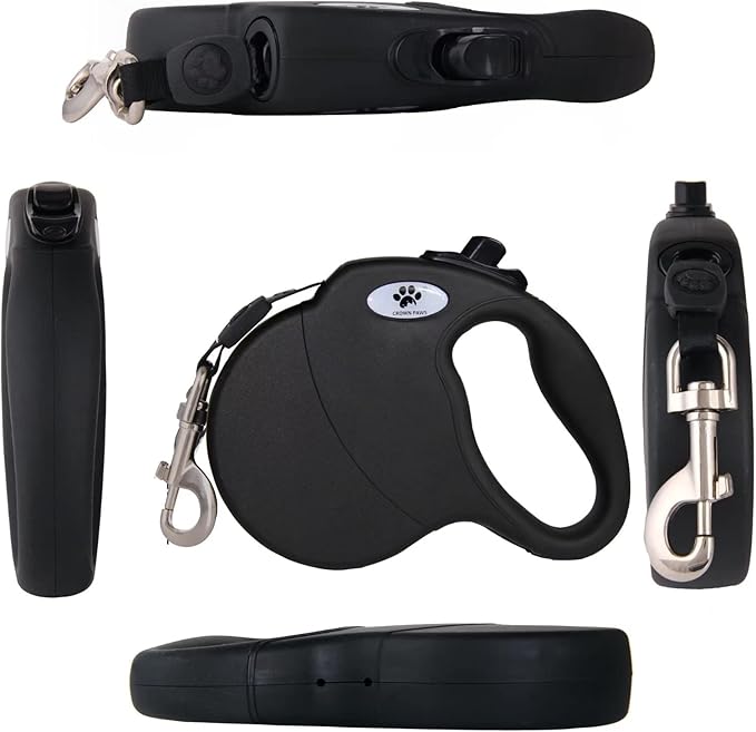 13 ft Retractable Dog Leash for Large Dogs up to 26 lbs,Tangle-Free Nylon Tape,Black Dan S