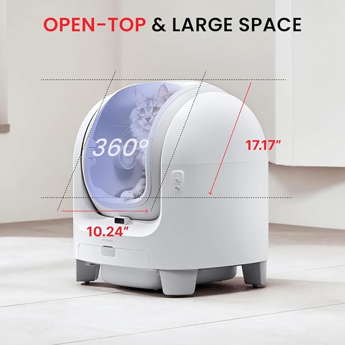 PET MARVEL C1 Self-Cleaning Cat Litter Box, Large 70L Automatic Litter Box for Multiple Cats up to 22 lbs, Smart App Control with Health Monitoring, 4-Layer Safety System, Open-Top Design