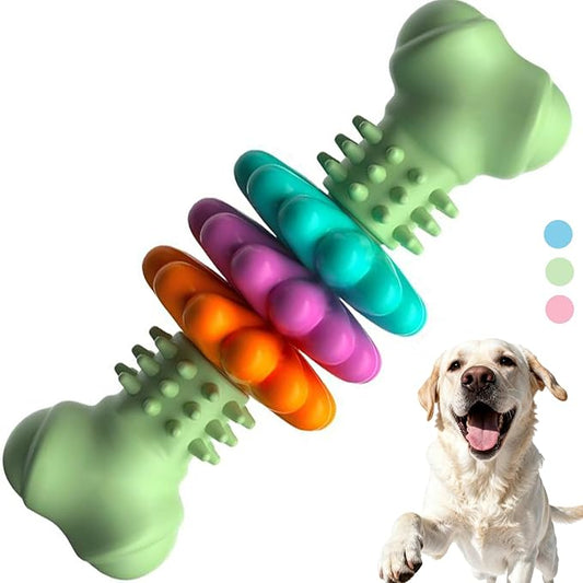 Puppy Chew Toys for Teething, Indestructible Dog Chew Toys for Aggressive Chewers - Small & Medium Breeds, Tough Rubber Bone Puppy Toys to Keep Them Busy & Relieve Anxiety