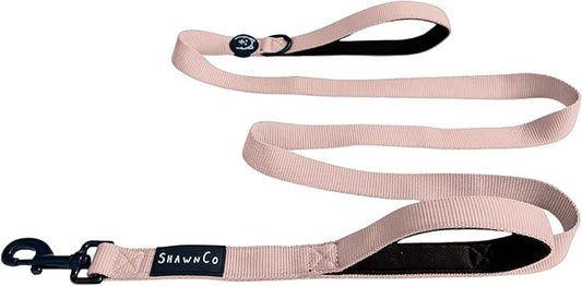 ShawnCo Dream Walk Dog Leash- Premium, Nylon Pet Leash with Soft Neoprene Handle for Small, Medium and Large Dogs (Rose Gold, M/L 6FT w/ 2 Handles)