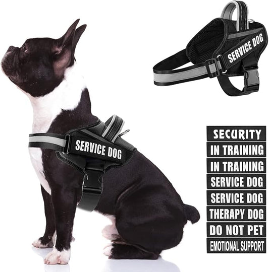 Dog Vest Harness and Patches Set, Animire in Training Service Dog Harness with 10 Dog Patches, Reflective Dog Vest with Handle for Small, Medium, Large, and Extra-Large Dogs