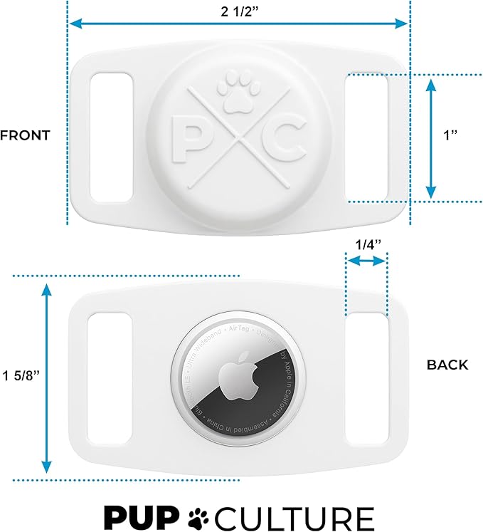 Pup Culture AirTag Holder - Lightweight, Protective Case for Dog & Cat Collars - Track Pets with Apple AirTag