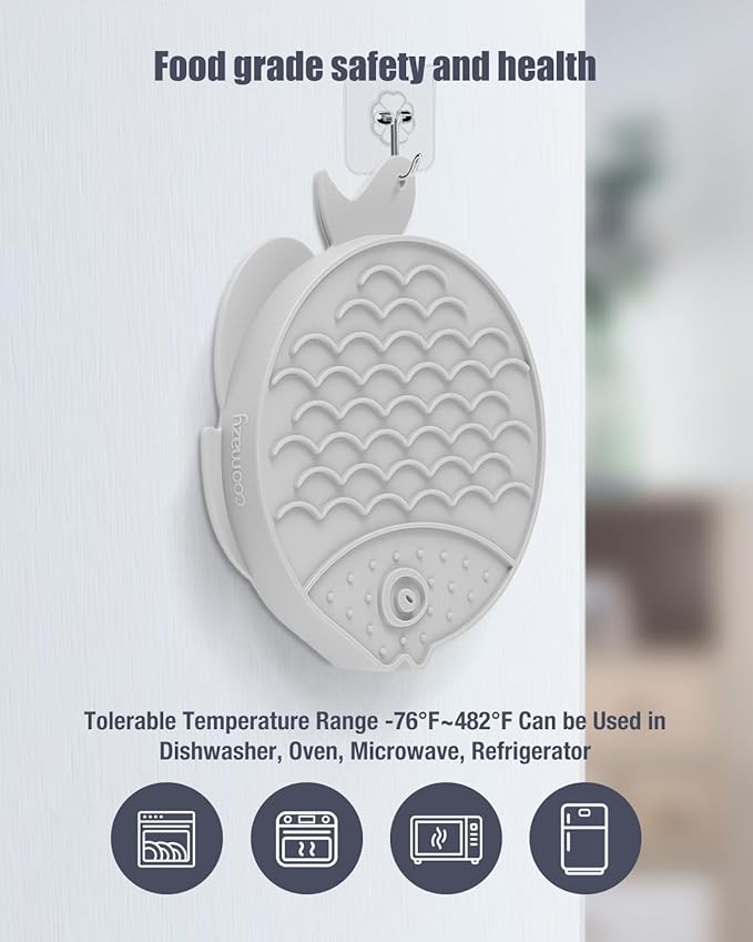 Coomazy 2-in-1 Silicone Slow Feeder Dog Cat Bowls, Interactive Puzzle Toy for Pets Dry/Wet Food Training, Keeps Dogs Cats Busy, Prevents Puppy Kitty Overeating (Smoky Gray, 1.2 Cup)