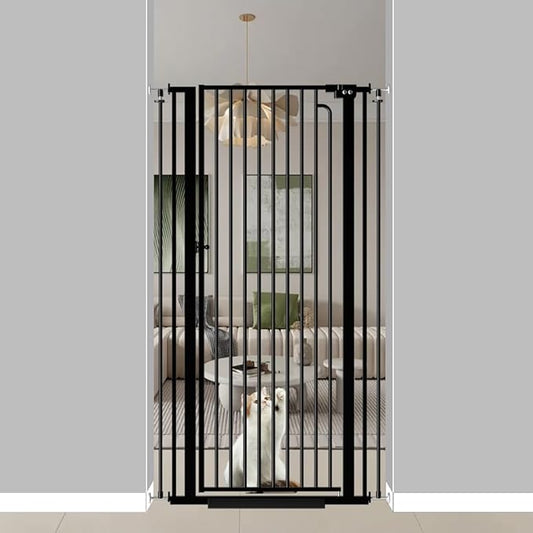57" Extra Tall Pet Gate for Cats Dogs-29.5"-33.8" Extra Wide Cat Gate for Doorways and Stairs-1.37" Ultra Narrow Spacing Pressure Mounted Dog Gate with One-Handed Operation(29.5"-33.8")