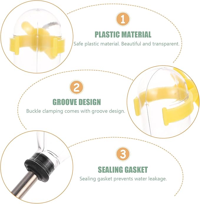 Homoyoyo 4Pcs Leakproof Hamster Cage Water Bottles Hanging Dispensers for Small Pets Guinea Pig Bunny Travel Feeder No-Spill Design