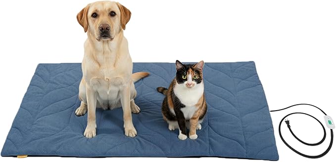 Dog Heating Pad (48"x28") - Waterproof Electric Heated Mat & Pet Bed for Indoor and Outdoor Use, Chew Resistant Cord, Machine Washable Cover with Wheat Pattern Quilting, for Cats and Pets