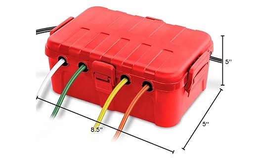 Flemoon Large Outdoor Electrical Box (12.5 x 8.5 x 5 inch), IP54 Waterproof Outdoor Extension Cord Cover Weatherproof, Protect Outlet, Plug, Socket, Timer, Power Strip, Holiday Light Decoration, Red