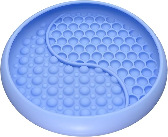 Lick Mat for Dogs, Silicone Slow Feeder Licking Mat with Non-Slip Suction Cups, Freeze-Friendly Lick Bowl for Enrichment Play, Anxiety Relief & Keeps Busy (8.0" x 1.4" Light Blue)