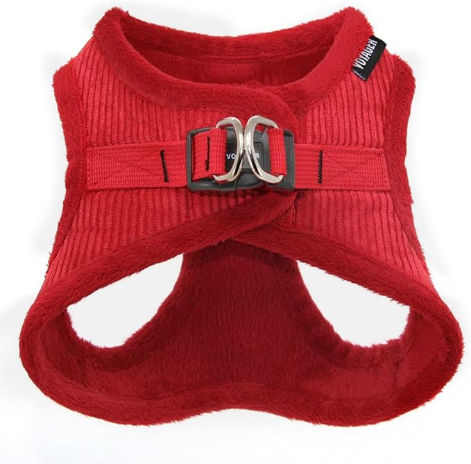 Voyager Step-in Plush Dog Harness – Soft Plush, Step in Vest Harness for Small and Medium Dogs by Best Pet Supplies - Red Corduroy, XL (Chest: 20.5-23") (Pack of 2)