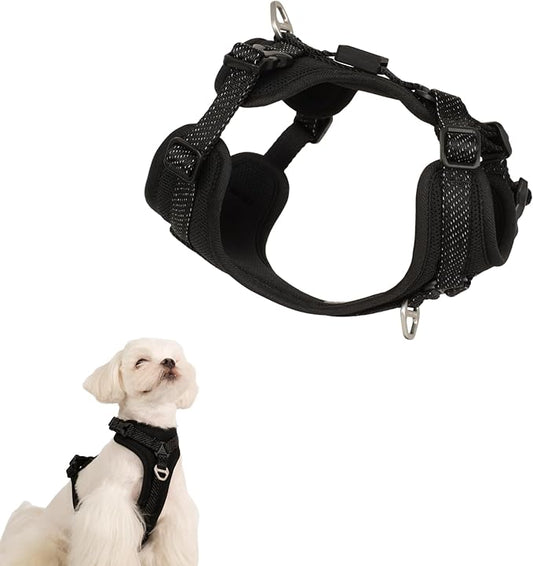 All-Weather No Pull Dog Harness Reflective Vest Harness QR Code Anti-Lost Adjustable Quick-Release Buckle Soft Padded Breathable Harness for Small Medium Large Dog (Super Reflect-Black, S)