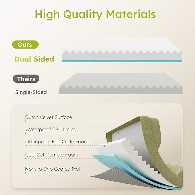 Dog Beds for Large Dogs, Orthopedic Dog Bed with Cooling Gel Memory Foam, Waterproof Large Pet Bed with Removable Washable Cover, 36" Pet Sofa Couch Dutch Velvet with Bone Toy, Dark Green