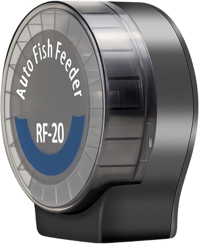 Automatic Fish Feeder - 140ml Programmable Aquarium Dispenser, Adjustable 6 Level Control, Smart Feeding Timer | Food Feeder for Axolotl Frog Shrimp Tank Desktop Home Office Aquarium Setup