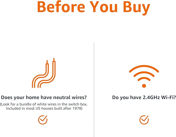 Amazon Basics Smart Dimmer Switch, Single Pole, Works with Alexa Only, 2.4 GHz Wi-Fi, No Hub Required, White