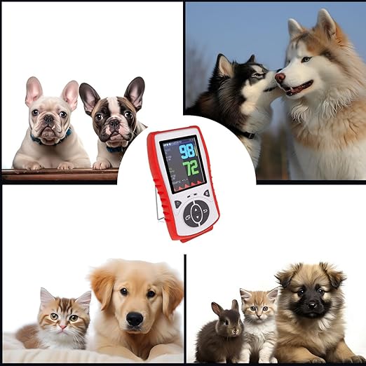 Vet Pulse Oximeter Handheld Oximeter with 2.8" LCD, Pet Vital Signs Monitor for SpO2 / Heart Rate/TEMP, Rechargeable Battery - Veterinary Use for Dogs, Cats, Horses (Orange Case)