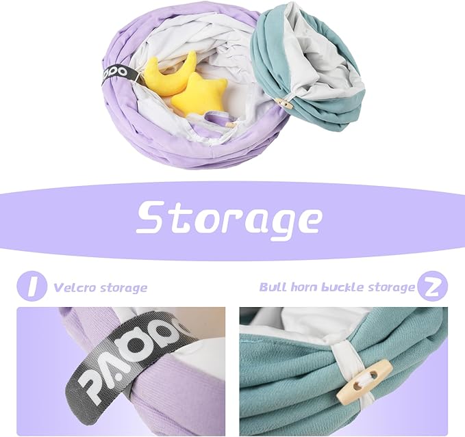 Cat Tunnel, Large Indoor Durable Collapsible Interactive Cat Tube with Peek-A-Boo Hole, Hanging Toys, and Crinkly Paper Lining - Cute Tunnel for Cats, Kittens, Puppies & Rabbits, Purple