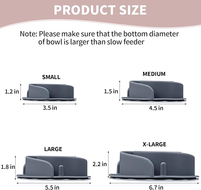 Slow Feeder Dog Bowls Insert, Bestalk Soft Silicone Slow Eating Feeder Insert with Suction Cups for Small, Medium and Large Dogs, Fit into Basic and Elevated Dog Bowls, Grey