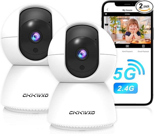 2.4&5G WiFi Indoor Security Camera, 2K HD Pan/Tilt Cameras for Home Security, Baby Monitor, Pet Camera,IR Night Vision,2-Way Talk, Motion Detect, TF Card & Cloud Storage (2 Pack)