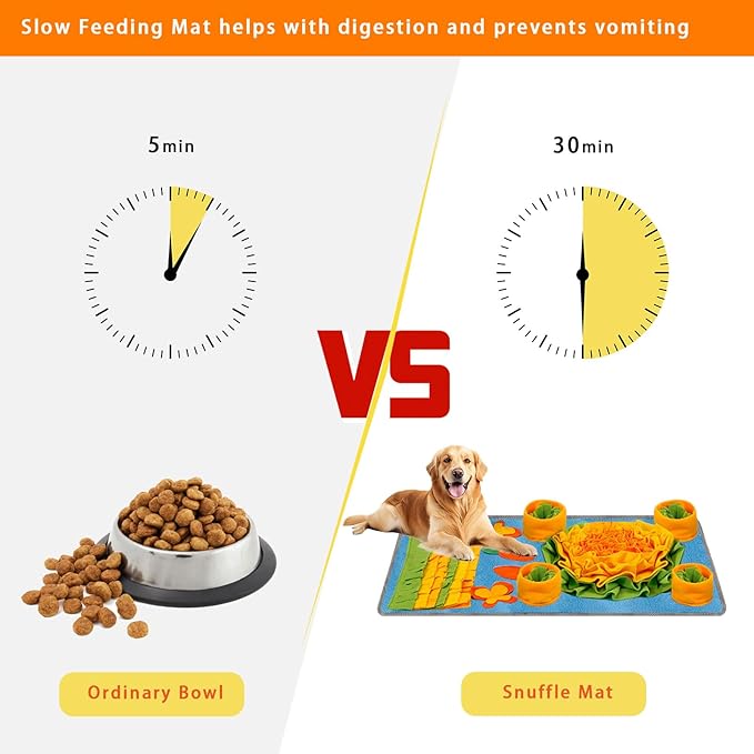 Snuffle Mat for Dogs - Interactive Dog Feeding Mat with Squeaky Center & 2 Spikey Balls | Mental Enrichment Toy for Small, Medium, Large Dogs | Slow Feeder, Machine Washable, Non-Slip Base