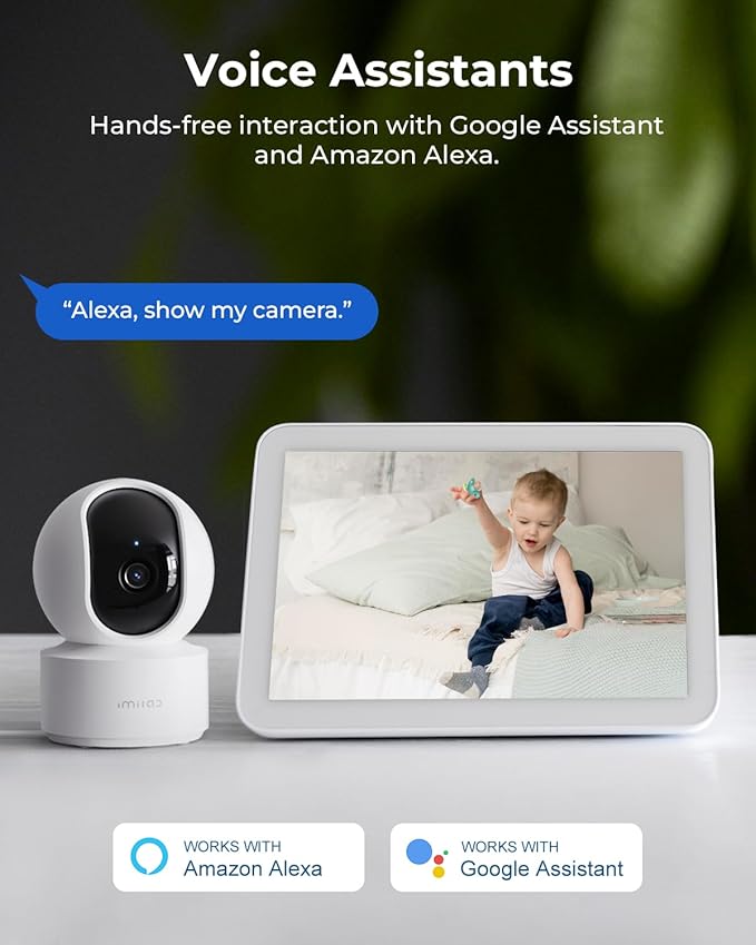 IMILAB C21 2.5K Security Camera Indoor, Room Camera for Bedroom 360° View, Pet Cam w/Phone App & Speaker, Indoor Cam for Dog/Kid/Baby/Elderly, Night Vision, Plug-in, 2.4GHz WiFi, Local/Cloud Storage