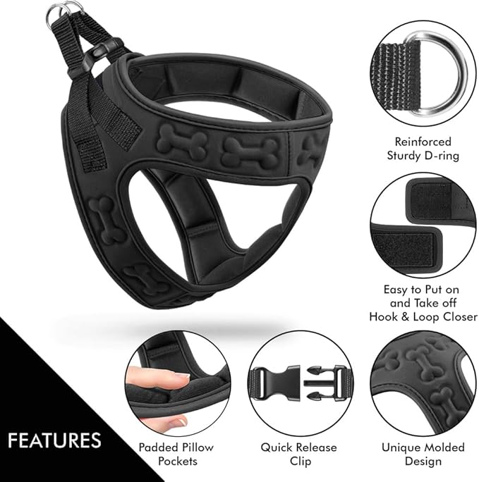Comfort fit Step-in Dog & Puppy Harness - Comfortable All Weather Dog Vest Harness: Adjustable, Soft Padded, Easy to Put-on for Small, Medium-Sized Dogs.