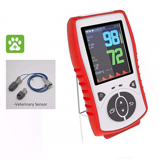Vet Pulse Oximeter Handheld Oximeter with 2.8" LCD, Pet Vital Signs Monitor for SpO2 / Heart Rate/TEMP, Rechargeable Battery - Veterinary Use for Dogs, Cats, Horses (Free Silicon Case)