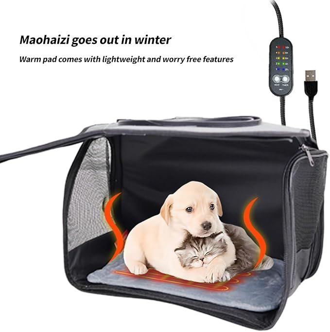 Heated Cats Mat, Pet Safe Heating Pad Cats Pad Electric Pet Mat for Dogs Heated Bed with Chew-Proof Design Portable Warm Pads for Winter Puppies Small Animals Bed