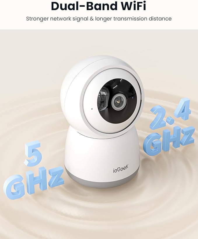 ieGeek 2K Indoor Security Camera, 5G/2.4G WiFi Pet Cameras for Home Security, 360° Dog Cam w/Auto Tracking, Smart Motion Detection, Phone App, Baby Monitor, 3MP Night Vision, Works with Alexa(2 Pack)