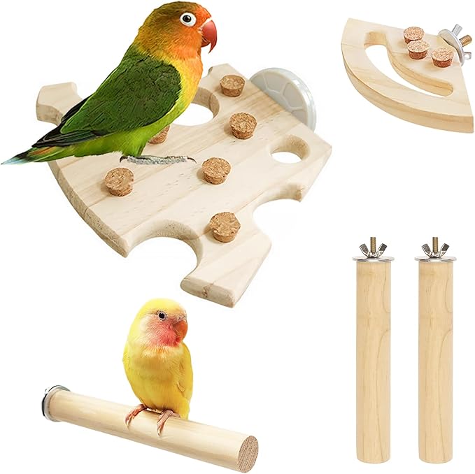 Wooden Bird Chew Toy, Parrot Biting Toys, Foraging Training, Relieve Boredom & Anxiety, Bird Cage Accessories, for Small Parakeets, Conures, Macaws, Budgies, Finches, NL N