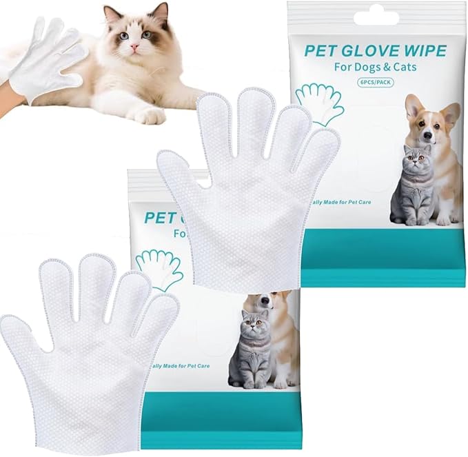 12 PCS Rinse Free Dog Shampoo Mitts, Waterless Dog Shampoo Mitts, Hypoallergenic Pet Bath Wipes Perfect for Dogs, Suitable for Daily Care and Travel