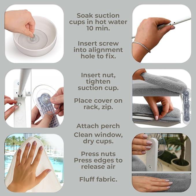 Cat Window Perch – Strong 6 Suction Cup Cat Hammock Bed That Holds up to 50 lbs with Washable Reversible Cover, Sturdy Metal Frame for Indoor, Window or Wall Mounted Perch (Gray)