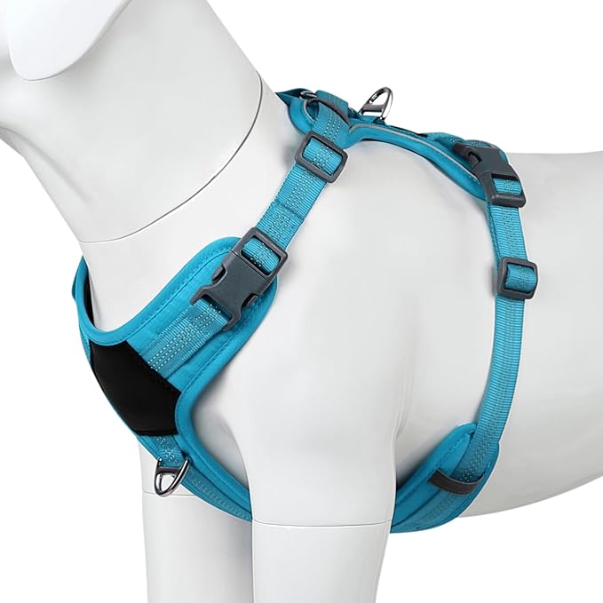 Plutus Pet No Pull Dog Harness, Release at Neck, Soft Padded, Reflective Adjustable Dog Vest Harness for Small, Medium, Large Dogs(Light Blue, XL)