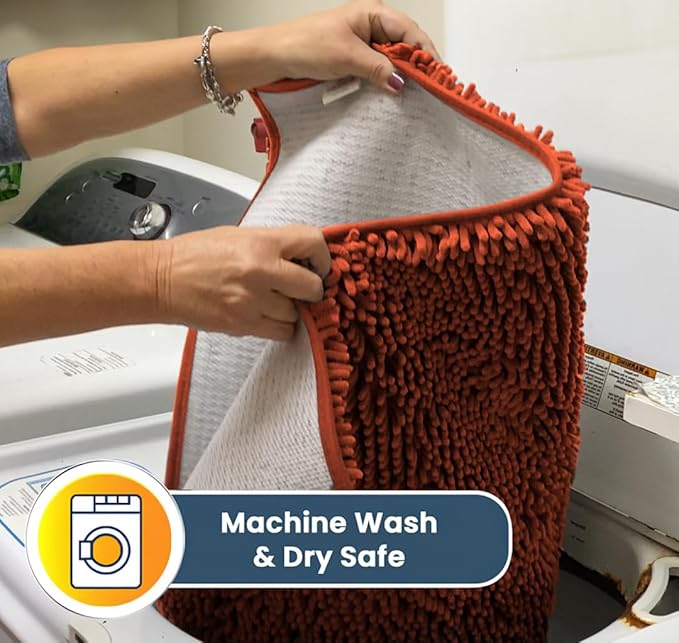 Muddy Mat® | Super Absorbent Door Mat Indoor, Microfiber Quick Dry Chenille Entryway Rug, Non-Slip Front Door Mat, Indoor Mats for Entryway, Machine Washable Pet Rug, Orange XXXL 72"X48"