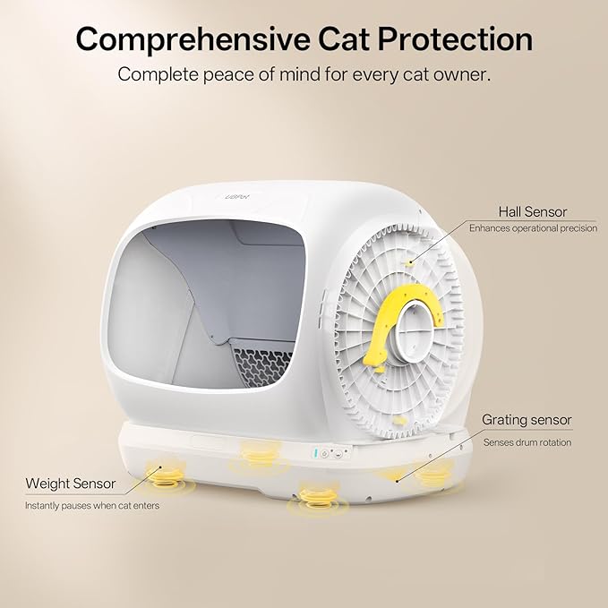 Self Cleaning Cat Litter Box, XXXL Automatic Litter Box for Multiple Cats, Weight Sensors Safety Protection, Smart APP Control, Odor Control, Works with Clumping/Bentonite/Mineral Litter