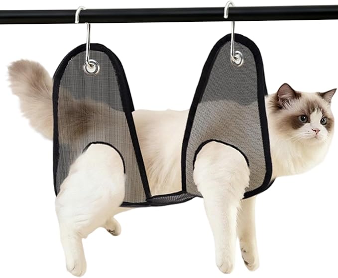 Grooming Hammock,Bite Prevention Breathable Mesh Restraint Bag - Dog Hanger for Nail Trimming Hammock with S-Hook,for Ear Washing Combing Cats Puppy Kitten Home Bathroom Shower