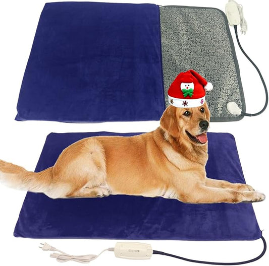 Pet Heating Pad for Large Dog Cat 34" x 21" - Electric Heated Bed With Soft Washable Cover, Water Resistant, Chew Resistant Cord - Keeps Pets Warmer