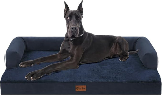 Orthopedic XXL Dog Beds, Waterproof Egg Crate Foam Big Pet Bed for All Breed Sized Dogs 53x42Inch, Washable Extra Large Dog Couch Bed with Removable Cover and Non-Slip Bottom, Navy Blue