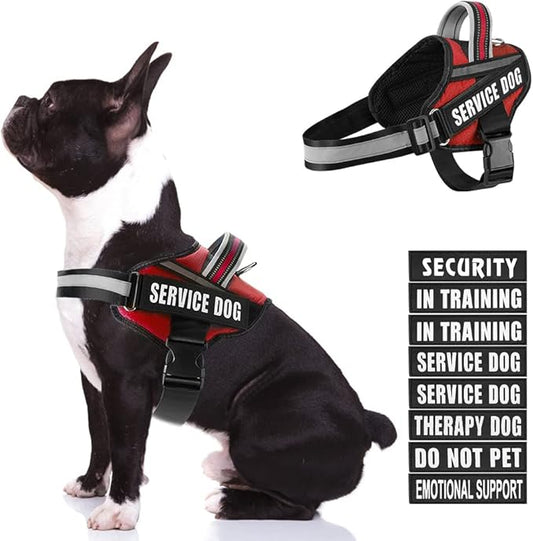 Dog Vest Harness and Patches Set, Animire in Training Service Dog Harness with 10 Dog Patches, Reflective Dog Vest with Handle for Small, Medium, Large, and Extra-Large Dogs