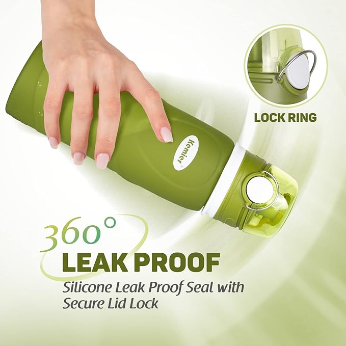 Kemier Collapsible Silicone Water Bottles-750ML,Medical Grade,BPA Free Travel Water Bottle Can Roll Up,26oz,Leak Proof Foldable Sports & Outdoor Water Bottles