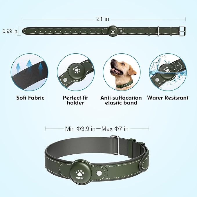 GPS Tracker for Dogs, 2 in 1 Pet Tracking Smart Collar (Only iOS), No Monthly Fee GPS Tracker Dog Collar, Real-time Location Comfortable PU Tracker Tag for Small, Medium Large Dogs(Locator Included)