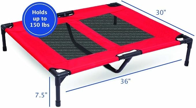 Internet's Best Dog Cot | 30 x 24.5 | Elevated Dog Bed | Cool Breathable Mesh | Indoor or Outdoor Use | Medium | Red